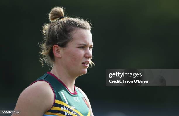 Eastern Allies Alyce Parker during the AFLW U18 Championships match between Western Australia and Eastern Allies at Broadbeach Sports Club on July...