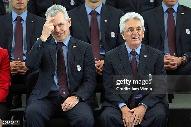 Head coach Javier Aguirre and president of FEMEXFUT Justino Compean , during the flag raising ceremony of the Mexico National Soccer Team at the...