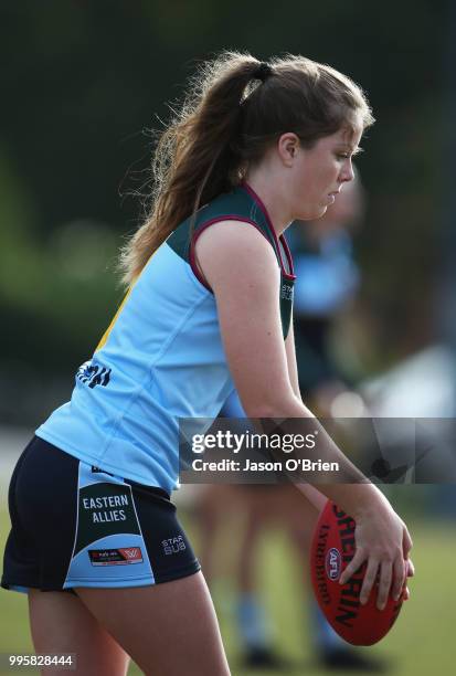 Eastern's Lillian Doyle during the AFLW U18 Championships match between Western Australia and Eastern Allies at Broadbeach Sports Club on July 11,...