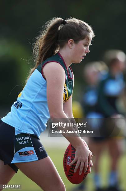 Eastern's Lillian Doyle during the AFLW U18 Championships match between Western Australia and Eastern Allies at Broadbeach Sports Club on July 11,...