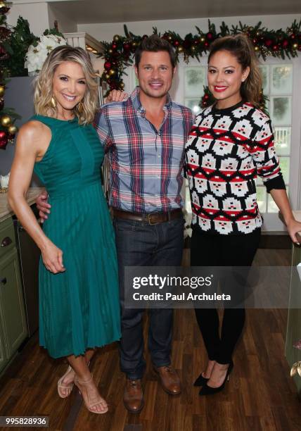 Debbie Matenopoulos, Nick Lachey and Vanessa Lachey visit Hallmark's "Home & Family" celebrating "Christmas In July" at Universal Studios Hollywood...