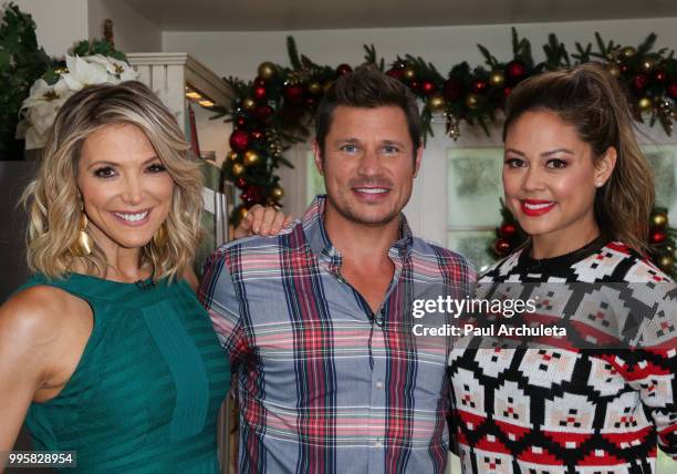 Debbie Matenopoulos, Nick Lachey and Vanessa Lachey visit Hallmark's "Home & Family" celebrating "Christmas In July" at Universal Studios Hollywood...