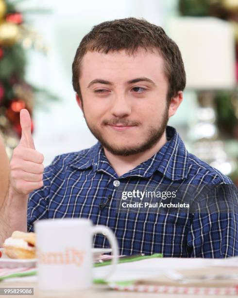 Actor Atticus Shaffer visits Hallmark's "Home & Family" celebrating "Christmas In July" at Universal Studios Hollywood on July 10, 2018 in Universal...