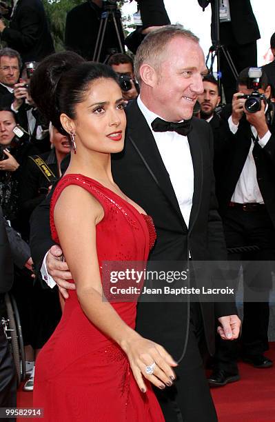 Salma Hayek and Francois-Henri Pinault attend the Premiere of 'Wall Street: Money Never Sleeps' held at the Palais des Festivals during the 63rd...