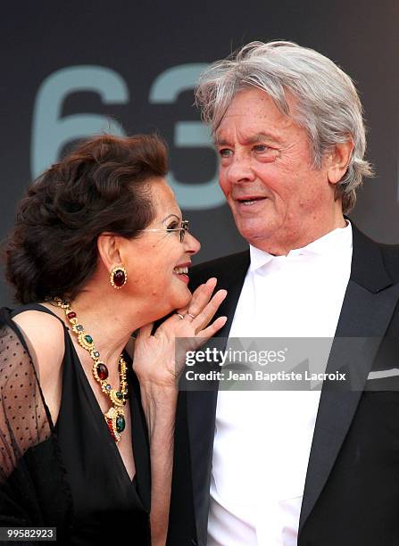 Claudia Cardinale and Alain Delon attend the Premiere of 'Wall Street: Money Never Sleeps' held at the Palais des Festivals during the 63rd Annual...