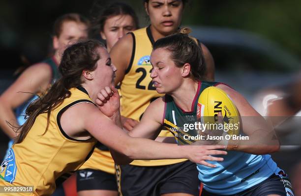 Eastern Allies Alyce Parker during the AFLW U18 Championships match between Western Australia and Eastern Allies at Broadbeach Sports Club on July...