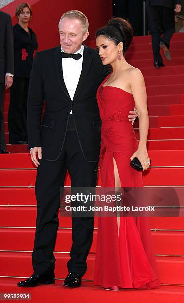 Francois-Henri Pinault and Salma Hayek attend the Premiere of 'Wall Street: Money Never Sleeps' held at the Palais des Festivals during the 63rd...