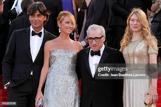 Patrizio di Marco, Frida Giannini, Martin Scorsese and Lea Seydoux attend the Premiere of 'Wall Street: Money Never Sleeps' held at the Palais des...