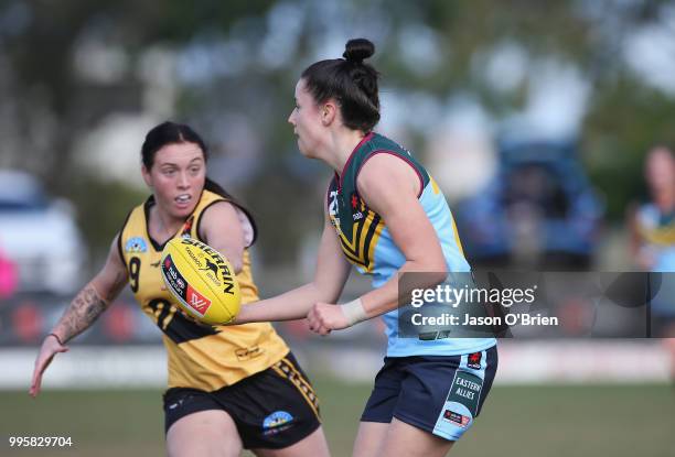 Eastern's Libby Haines during the AFLW U18 Championships match between Western Australia and Eastern Allies at Broadbeach Sports Club on July 11,...