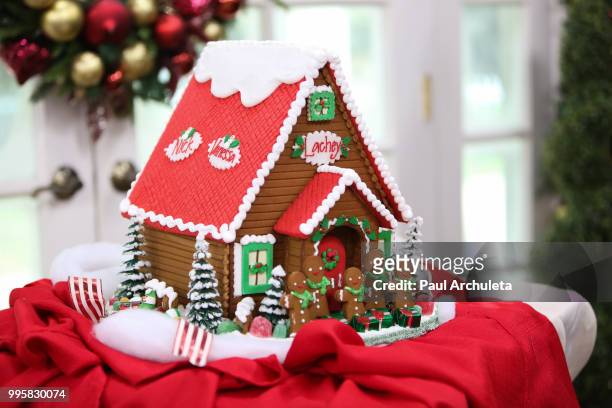 The Gingerbread House given the Lachey Family as a gift by Solvang Bakery on set of Hallmark's "Home & Family" celebrating "Christmas In July" at...