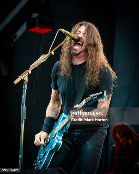 Dave Grohl of the Foo Fighters performs on Day 5 of the RBC Bluesfest at LeBreton Flats on July 10, 2018 in Ottawa, Canada.