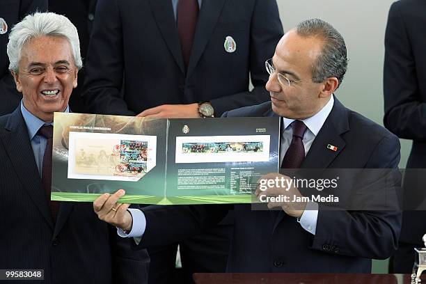 President of Mexico Felipe Calderon during the flag raising ceremony of the Mexico National Soccer Team at the Mexican Soccer Federation High...