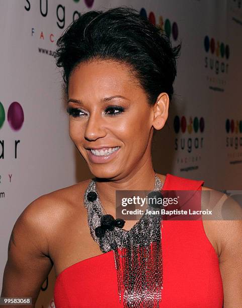 Melanie Brown aka Mel B attends the launch of Mel B's Sugar Factory Couture Lollipop at Guys and Dolls Lounge on January 19, 2010 in Los Angeles,...