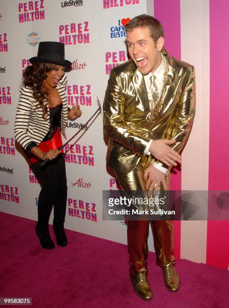 Actress Melanie "Mel B" Brown and Perez Hilton arrive at Perez Hilton's CARN-EVIL Theatrical Freak & Funk 32nd birthday party on March 27, 2010 in...