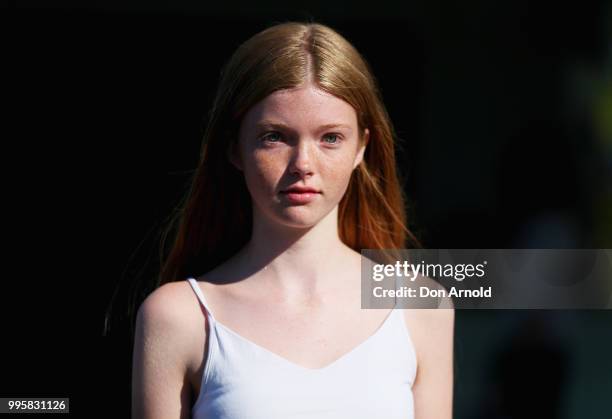 Model walks before the judges during the David Jones Spring Summer 18 Collections Launch Model Castings on July 11, 2018 in Sydney, Australia.