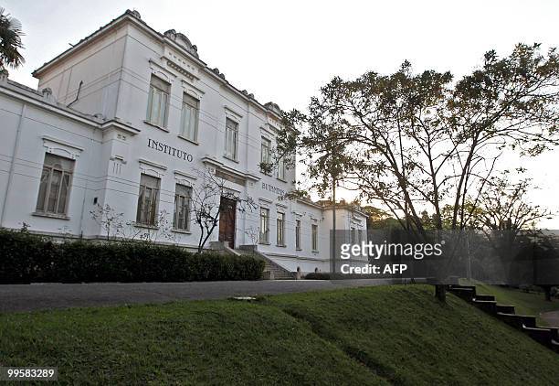 View of the facade of the main building of the Butantan Institute on May 15 in Sao Paulo, Brazil. The research laboratory of the institute was...