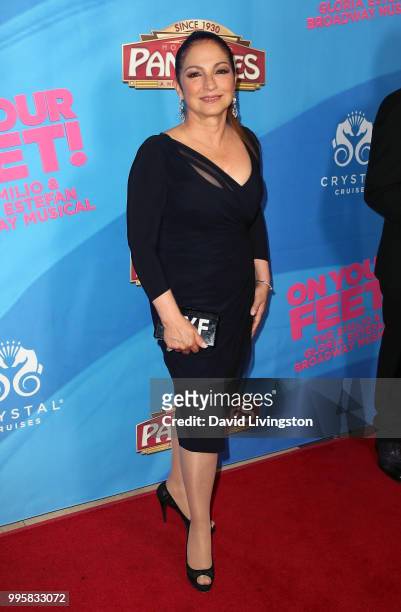Singer Gloria Estefan attends a celebration of the Los Angeles engagement of "On Your Feet!", the Emilio and Gloria Estefan Broadway musical, at the...