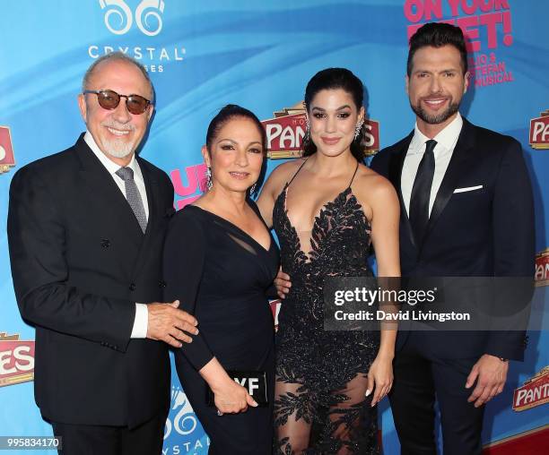 Musician Emilio Estefan, singer Gloria Estefan and actors Christie Prades and Mauricio Martinez attend a celebration of the Los Angeles engagement of...