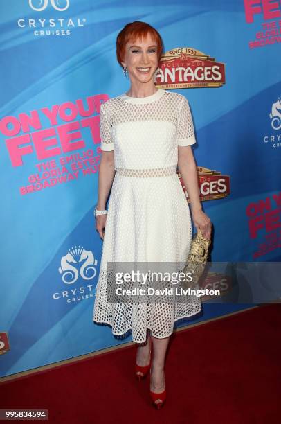 Comedian Kathy Griffin attends a celebration of the Los Angeles engagement of "On Your Feet!", the Emilio and Gloria Estefan Broadway musical, at the...
