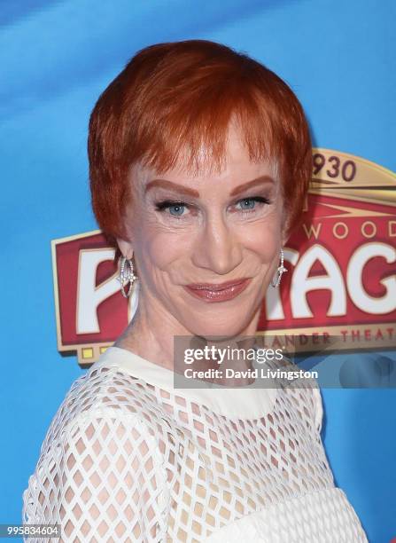 Comedian Kathy Griffin attends a celebration of the Los Angeles engagement of "On Your Feet!", the Emilio and Gloria Estefan Broadway musical, at the...