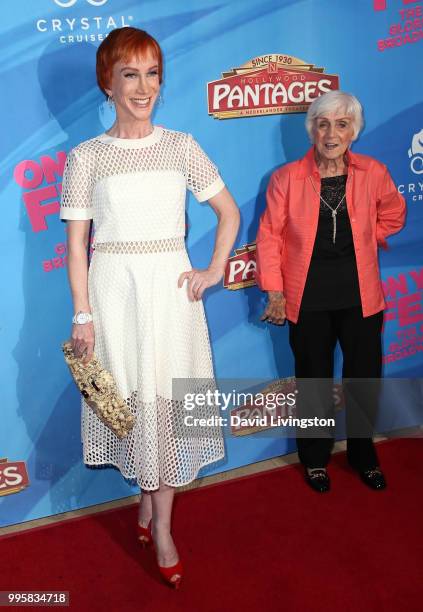 Comedian Kathy Griffin and mother Maggie Griffin attend a celebration of the Los Angeles engagement of "On Your Feet!", the Emilio and Gloria Estefan...