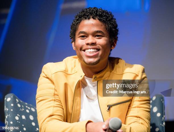 Actor Isaiah John speaks on stage during the Atlanta screening of "Snowfall" season 2 at SCAD Show on July 10, 2018 in Atlanta, Georgia.