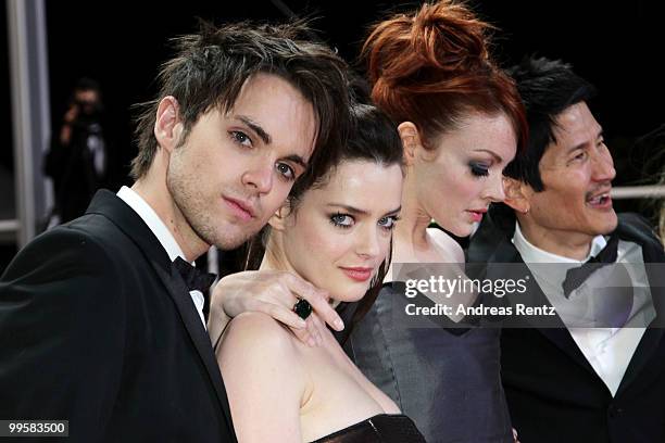 Actor Thomas Dekker, French actress Roxane Mesquida, French actress Nicole LaLiberte and US director Gregg Araki attend the "Kaboom" Premiere at the...