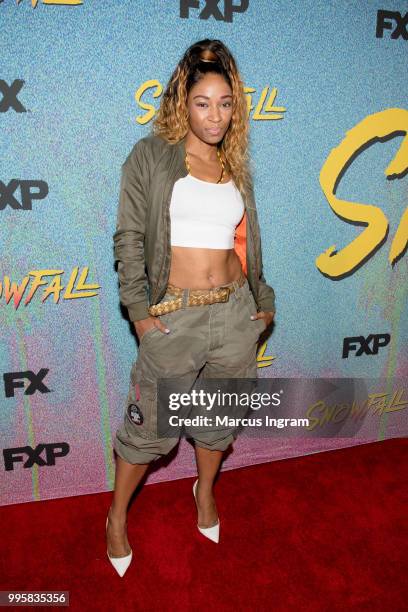 Singer D. Woods attends the Atlanta screening of "Snowfall" season 2 at SCAD Show on July 10, 2018 in Atlanta, Georgia.