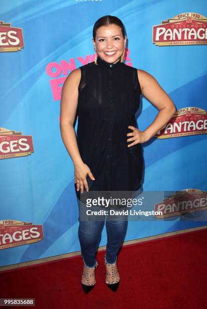 Actress Justina Machado attends a celebration of the Los Angeles engagement of "On Your Feet!", the Emilio and Gloria Estefan Broadway musical, at...