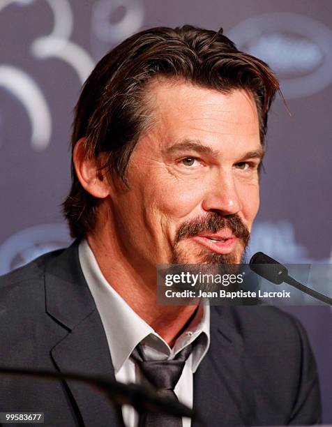 Josh Brolin attends the 'You Will Meet A Tall Dark Stranger' Press Conference held at the Palais des Festivals during the 63rd Annual International...