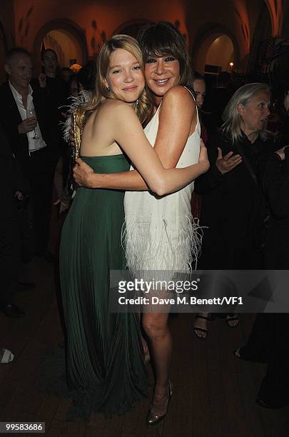 Lea Seydoux and Giannina Facio attend the Vanity Fair and Gucci Party Honoring Martin Scorsese during the 63rd Annual Cannes Film Festival at the...