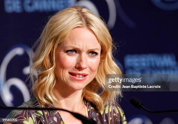 Naomi Watts attends the 'You Will Meet A Tall Dark Stranger' Press Conference held at the Palais des Festivals during the 63rd Annual International...