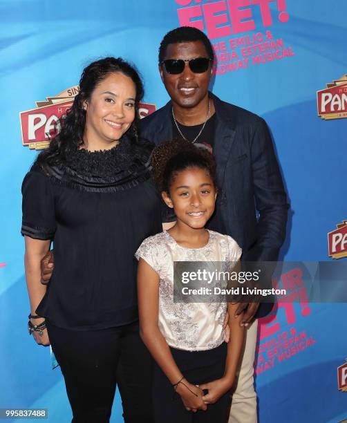 Singer Babyface, wife Nicole Pantenburg and daughter Peyton Nicole Edmonds attend a celebration of the Los Angeles engagement of "On Your Feet!", the...
