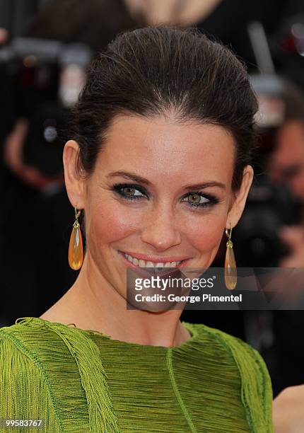 Actress Evangeline Lilly attends the 'You Will Meet A Tall Dark Stranger' Premiere held at the Palais des Festivals during the 63rd Annual...