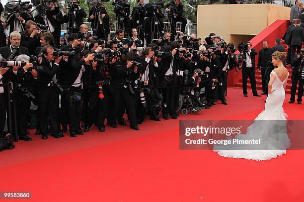 Actress Elsa Pataky attends the 'You Will Meet A Tall Dark Stranger' Premiere held at the Palais des Festivals during the 63rd Annual International...