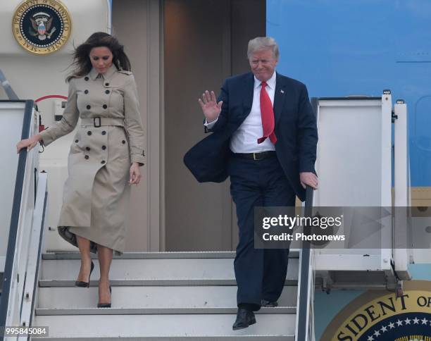 - Arrivée à Melsbroek de Donald J. Trump & Melania TRump , Président des Etats-Unis d'Amérique, en visite dans la capitale pour la réunion de l'Otan...