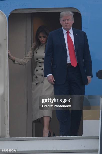 - Arrivée à Melsbroek de Donald J. Trump & Melania TRump , Président des Etats-Unis d'Amérique, en visite dans la capitale pour la réunion de l'Otan...