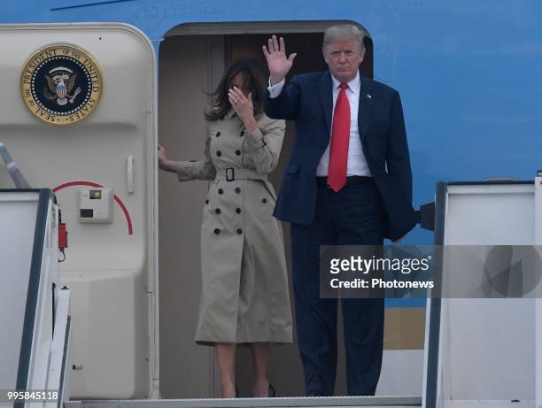 - Arrivée à Melsbroek de Donald J. Trump & Melania TRump , Président des Etats-Unis d'Amérique, en visite dans la capitale pour la réunion de l'Otan...