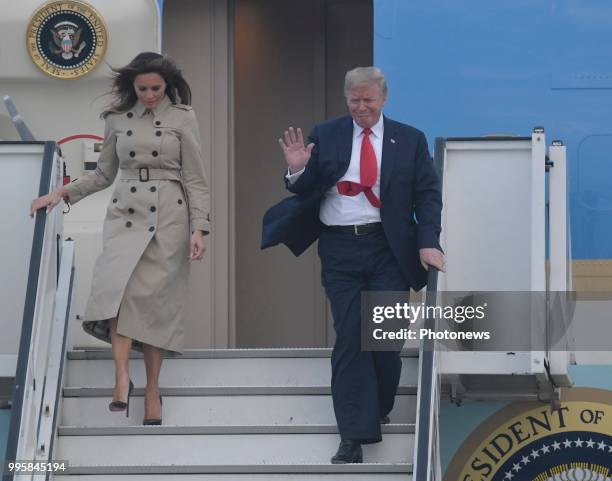 - Arrivée à Melsbroek de Donald J. Trump & Melania TRump , Président des Etats-Unis d'Amérique, en visite dans la capitale pour la réunion de l'Otan...