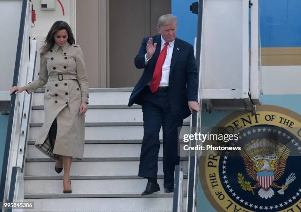 - Arrivée à Melsbroek de Donald J. Trump & Melania TRump , Président des Etats-Unis d'Amérique, en visite dans la capitale pour la réunion de l'Otan...