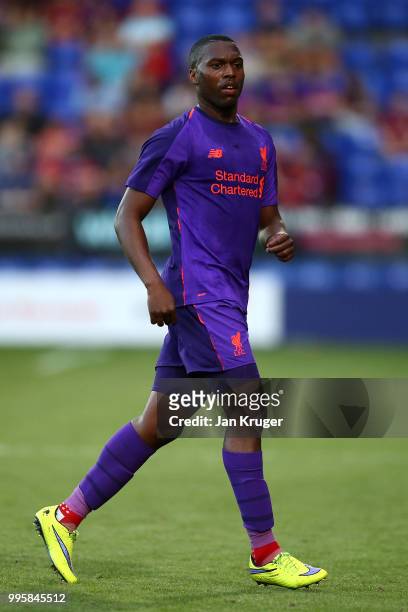 Daniel Sturridge of Liverpool in action during the Pre-Season Friendly match between Tranmere Rovers and Liverpool at Prenton Park on July 11, 2018...