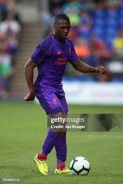 Daniel Sturridge of Liverpool in action during the Pre-Season Friendly match between Tranmere Rovers and Liverpool at Prenton Park on July 11, 2018...