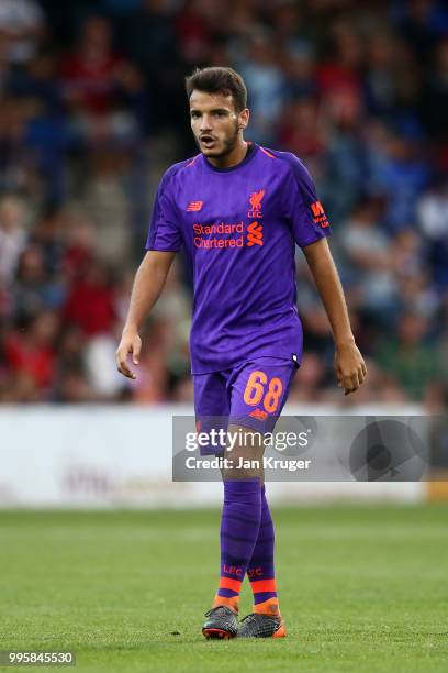 Pedro Chirivella of Liverpool in action during the Pre-Season Friendly match between Tranmere Rovers and Liverpool at Prenton Park on July 11, 2018...