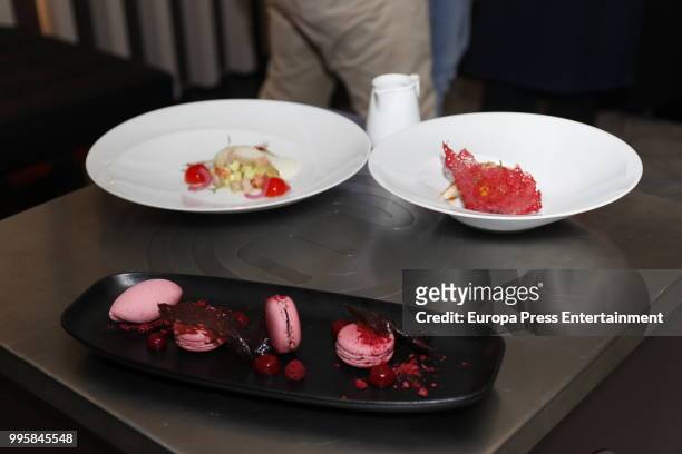 General view of the dessert with which Marta Verona won TV MasterChef on July 10, 2018 in Madrid, Spain.