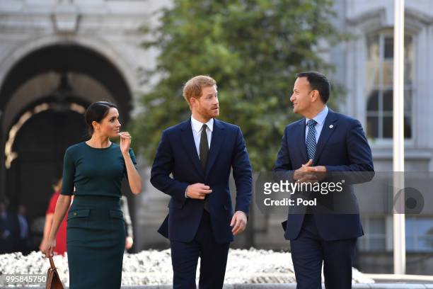 Prince Harry, Duke of Sussex and Meghan, Duchess of Sussex attend a meeting at the Taoiseach with Leo Varadkar during their visit to Ireland on July...