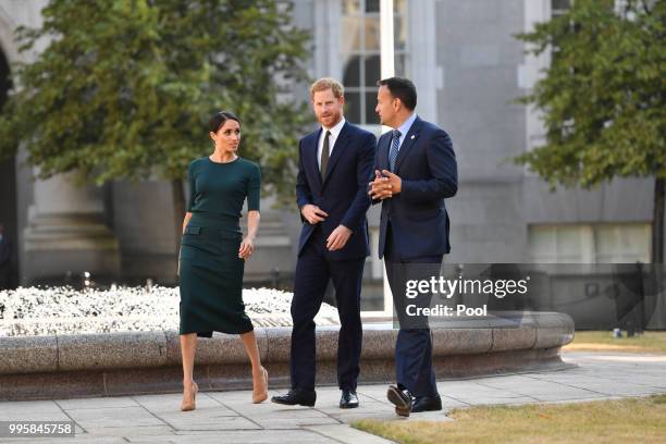 Prince Harry, Duke of Sussex and Meghan, Duchess of Sussex attend a meeting at the Taoiseach with Leo Varadkar during their visit to Ireland on July...