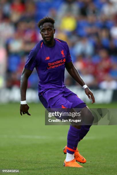 Divock Origi of Liverpool in action during the Pre-Season Friendly match between Tranmere Rovers and Liverpool at Prenton Park on July 11, 2018 in...