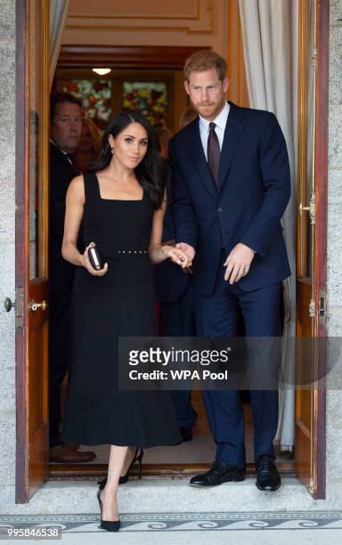 Prince Harry, Duke of Sussex and Meghan, Duchess of Sussex attend a reception at Glencairn, the residence of Robin Barnett, the British Ambassador to...