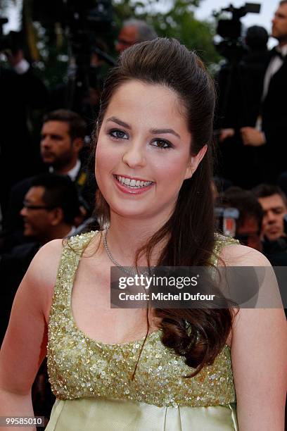 Anouchka Delon attends the 'You Will Meet A Tall Dark Stranger' premiere at the Palais des Festivals during the 63rd Annual Cannes Film Festival on...