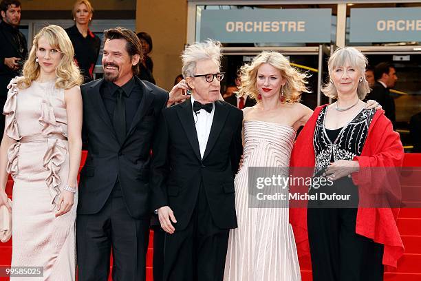 Lucy Punch, Josh Brolin, Woody Allen, Naomie Wats and Gemma Jones attend the 'You Will Meet A Tall Dark Stranger' premiere at the Palais des...